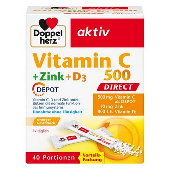 DOPPELHERZ Vitamin C 500+Zink+D3 Depot DIRECT Pel.